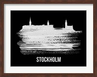Framed Stockholm Skyline Brush Stroke White