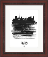 Framed Paris Skyline Brush Stroke Black