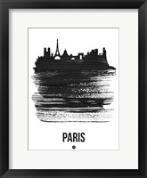 Framed Paris Skyline Brush Stroke Black
