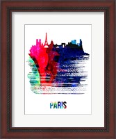 Framed Paris Skyline Brush Stroke Watercolor