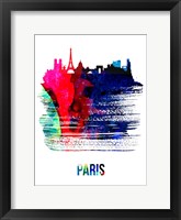 Framed Paris Skyline Brush Stroke Watercolor