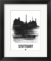 Framed Stuttgart Skyline Brush Stroke Black