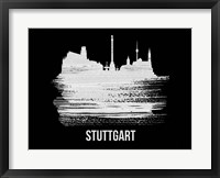 Framed Stuttgart Skyline Brush Stroke White