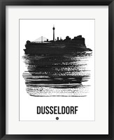 Framed Dusseldorf Skyline Brush Stroke Black
