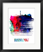 Framed Dusseldorf Skyline Brush Stroke Watercolor