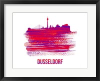 Framed Dusseldorf Skyline Brush Stroke Red
