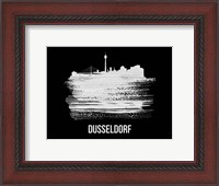 Framed Dusseldorf Skyline Brush Stroke White