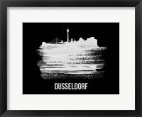 Framed Dusseldorf Skyline Brush Stroke White