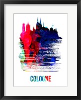 Framed Cologne Skyline Brush Stroke Watercolor