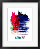 Framed Cologne Skyline Brush Stroke Watercolor