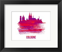 Framed Cologne Skyline Brush Stroke Red
