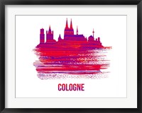 Framed Cologne Skyline Brush Stroke Red
