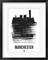 Framed Manchester Skyline Brush Stroke Black