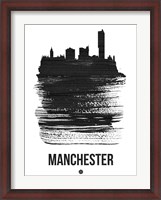 Framed Manchester Skyline Brush Stroke Black