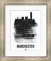 Framed Manchester Skyline Brush Stroke Black