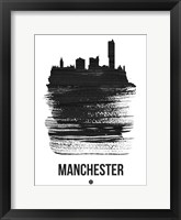 Framed Manchester Skyline Brush Stroke Black