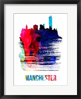 Framed Manchester Skyline Brush Stroke Watercolor
