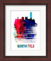 Framed Manchester Skyline Brush Stroke Watercolor
