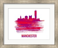 Framed Manchester Skyline Brush Stroke Red