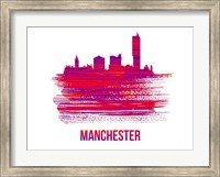 Framed Manchester Skyline Brush Stroke Red
