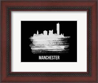 Framed Manchester Skyline Brush Stroke White