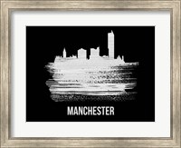 Framed Manchester Skyline Brush Stroke White