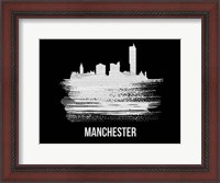 Framed Manchester Skyline Brush Stroke White