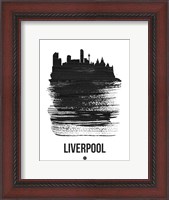 Framed Liverpool Skyline Brush Stroke Black