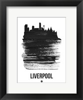 Framed Liverpool Skyline Brush Stroke Black