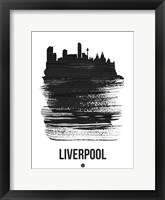 Framed Liverpool Skyline Brush Stroke Black