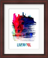Framed Liverpool Skyline Brush Stroke Watercolor