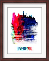 Framed Liverpool Skyline Brush Stroke Watercolor