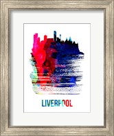 Framed Liverpool Skyline Brush Stroke Watercolor