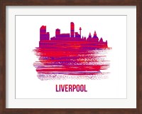 Framed Liverpool Skyline Brush Stroke Red