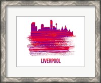 Framed Liverpool Skyline Brush Stroke Red
