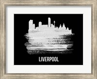 Framed Liverpool Skyline Brush Stroke White