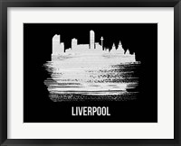 Framed Liverpool Skyline Brush Stroke White