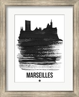 Framed Marseilles Skyline Brush Stroke Black