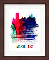 Framed Marseilles Skyline Brush Stroke Watercolor