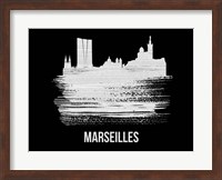 Framed Marseilles Skyline Brush Stroke White