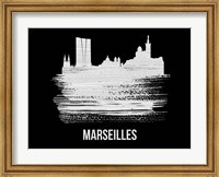 Framed Marseilles Skyline Brush Stroke White
