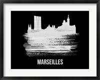 Framed Marseilles Skyline Brush Stroke White