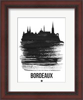 Framed Bordeaux Skyline Brush Stroke Black
