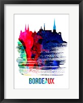 Framed Bordeaux Skyline Brush Stroke Watercolor