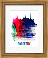 Framed Bordeaux Skyline Brush Stroke Watercolor