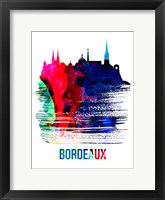 Framed Bordeaux Skyline Brush Stroke Watercolor