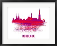 Framed Bordeaux Skyline Brush Stroke Red