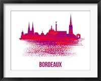 Framed Bordeaux Skyline Brush Stroke Red