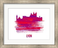 Framed Lyon Skyline Brush Stroke Red