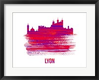 Framed Lyon Skyline Brush Stroke Red